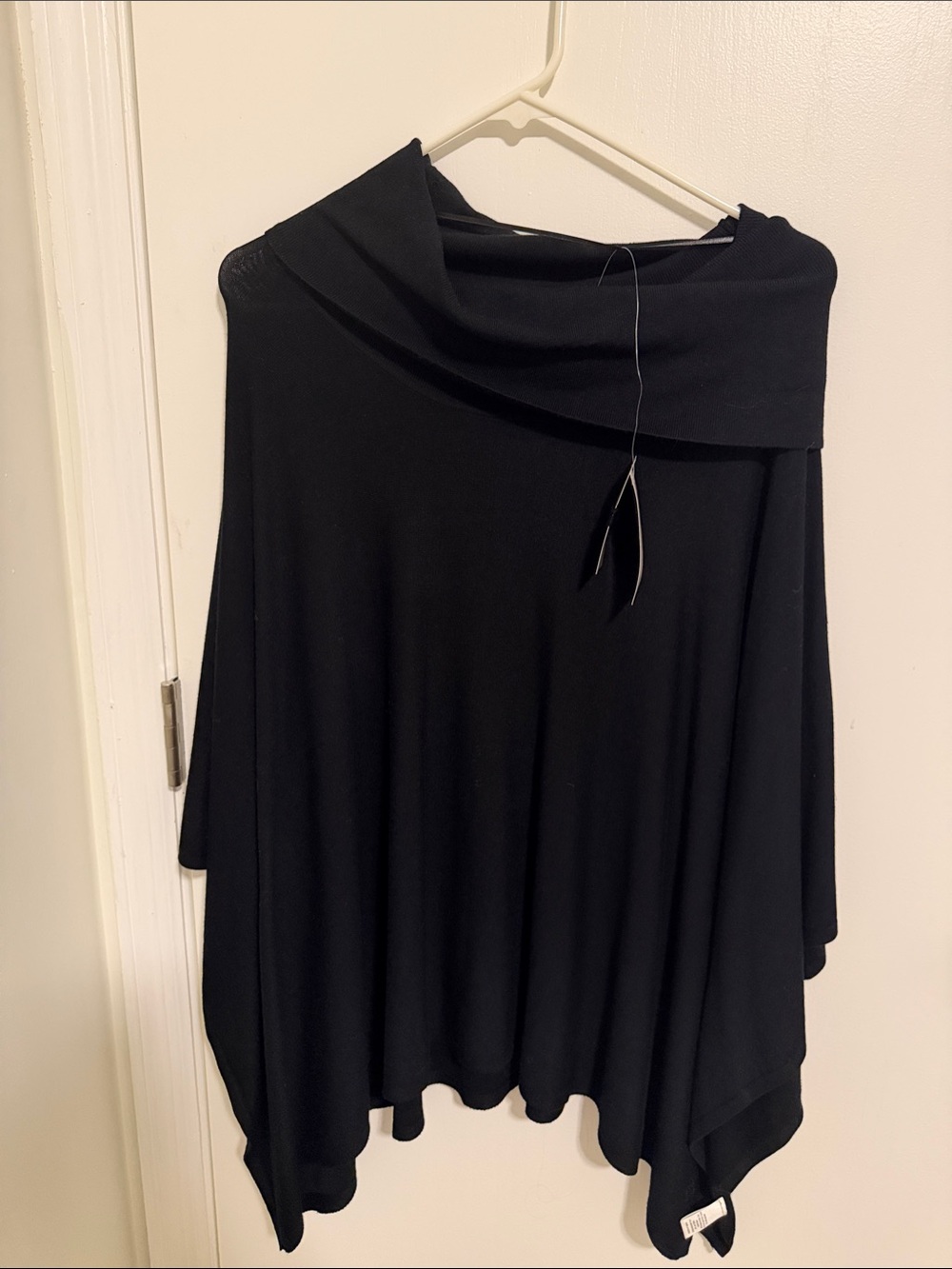 Charter Club (Macy’s) Black Draped Off-Shoulder Poncho Sweater
